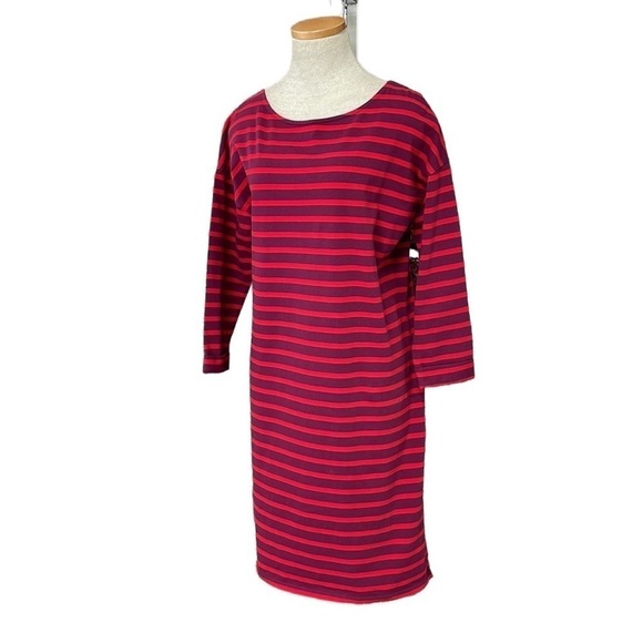 Boden Dress Long Sleeve Midi Round Neck Striped Red Size 8 - Picture 2 of 15